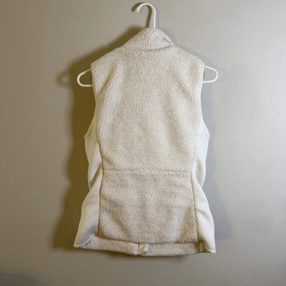 Fabletics Womens Sherpa Fleece Vest Cream White Full Zip Mock Neck‎ XS